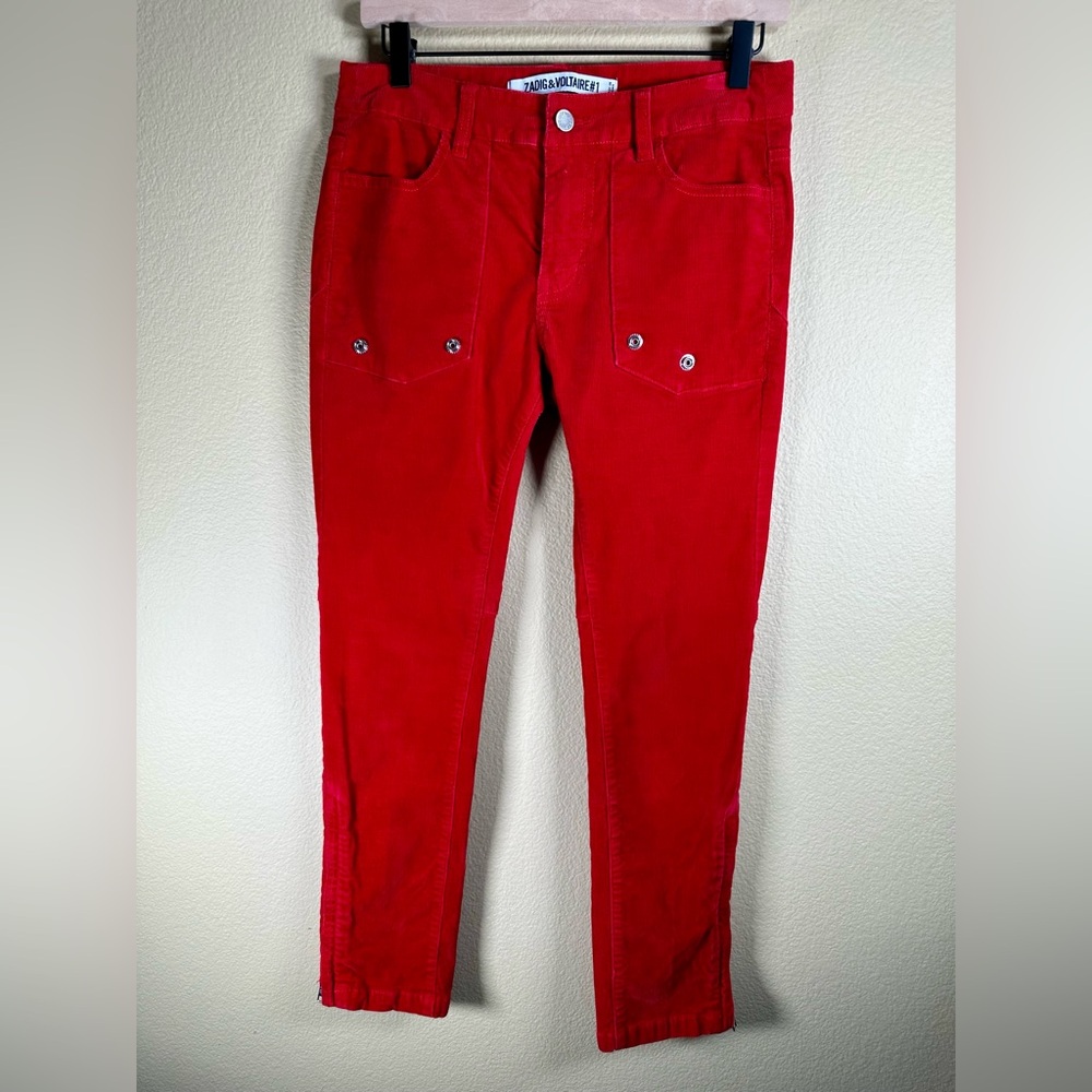 Zadig & Voltaire Women’s Evron Velours Red Corduroy Pants
